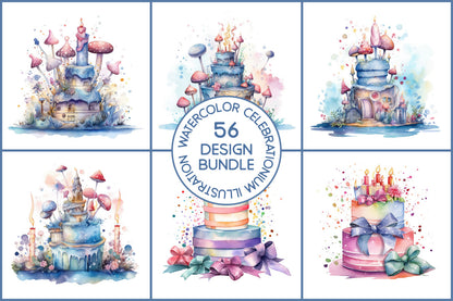 Watercolor Celebrationium Illustration Jpg Design Bundle