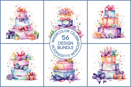 Watercolor Celebrationium Illustration Jpg Design Bundle