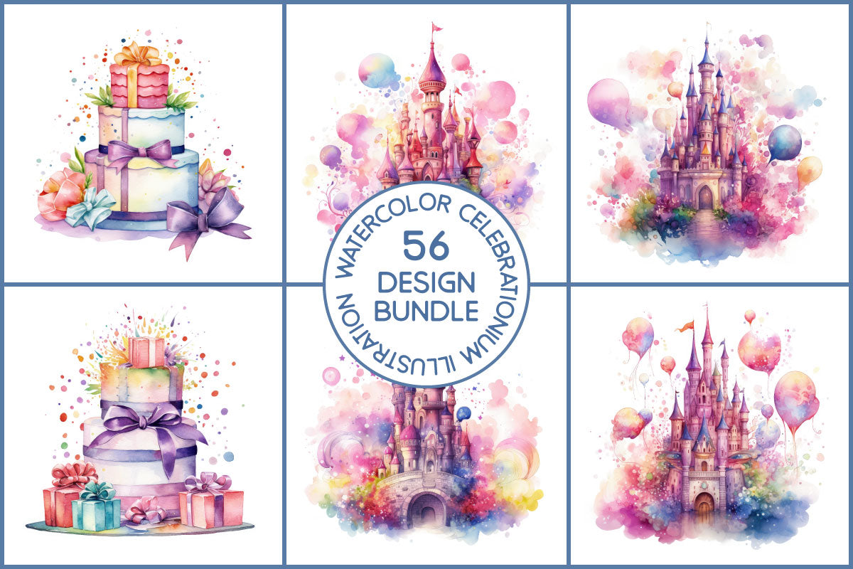 Watercolor Celebrationium Illustration Jpg Design Bundle