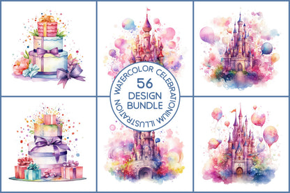 Watercolor Celebrationium Illustration Jpg Design Bundle