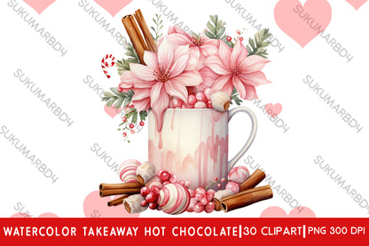 Watercolor Takeaway hot chocolate clipart