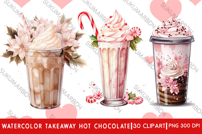 Watercolor Takeaway hot chocolate clipart