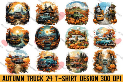 Autumn Truck T shirt Design Bundle