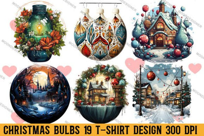 Christmas Bulbs T-shirt Design Bundle