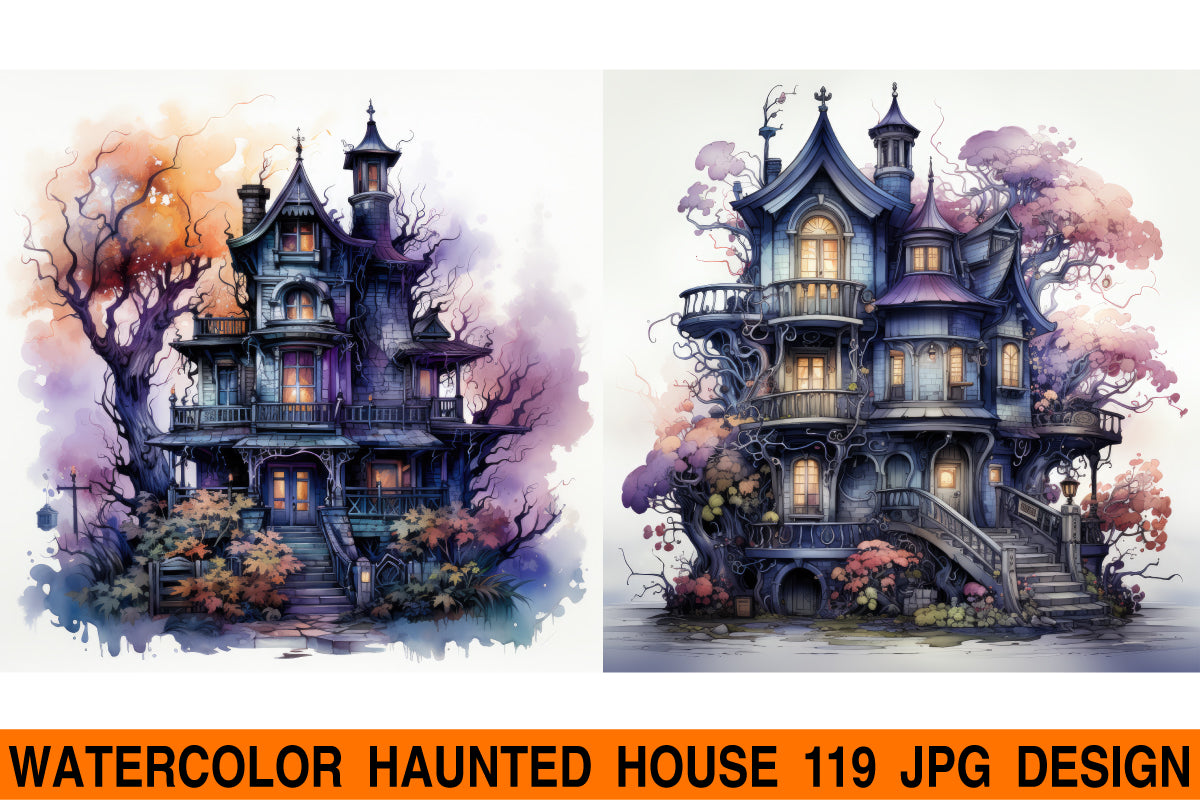 Haunted house jpg design bundle