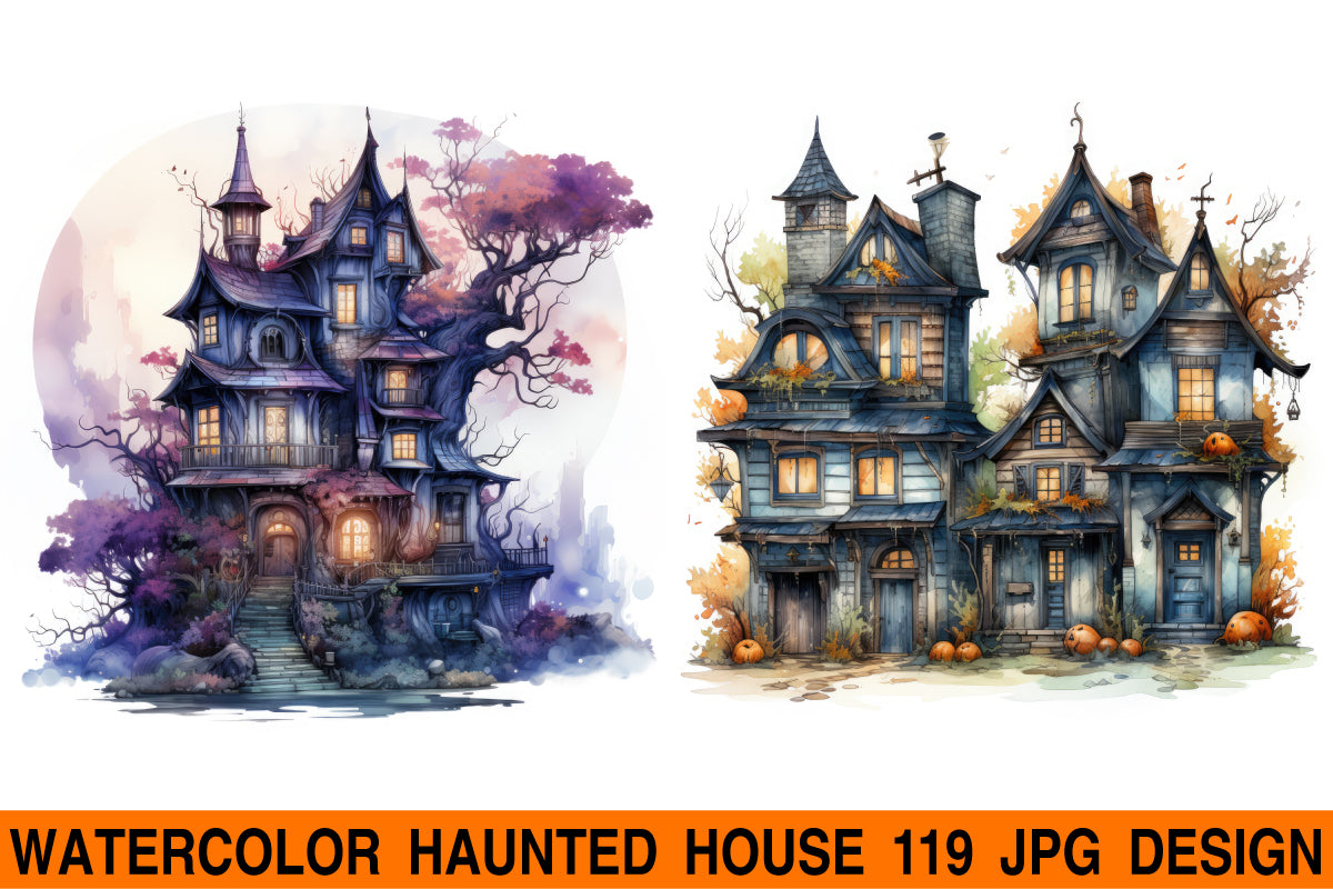 Haunted house jpg design bundle