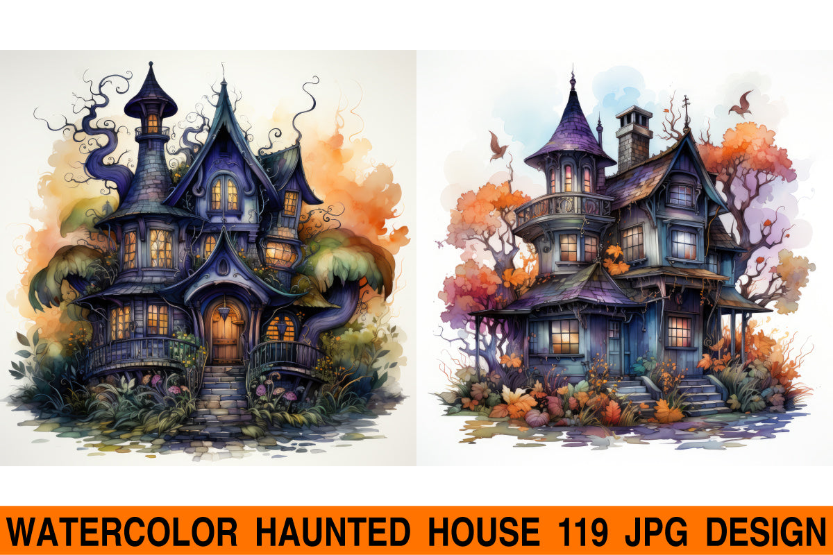 Haunted house jpg design bundle