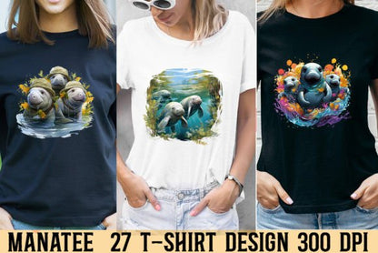 Manatee T-shirt Design Bundle