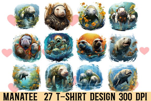 Manatee T-shirt Design Bundle