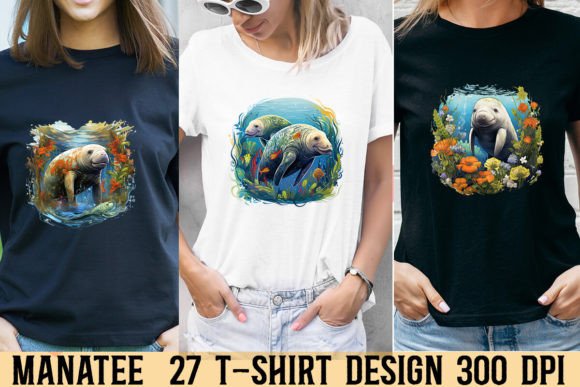 Manatee T-shirt Design Bundle