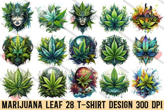 Marijuana Leaf T-shirt Design Bundle