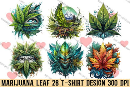 Marijuana Leaf T-shirt Design Bundle