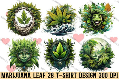 Marijuana Leaf T-shirt Design Bundle