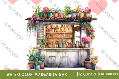 Watercolor Margarita Bar clipart