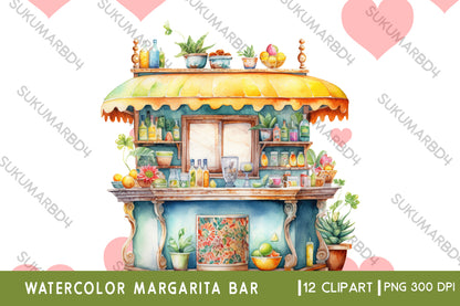 Watercolor Margarita Bar clipart