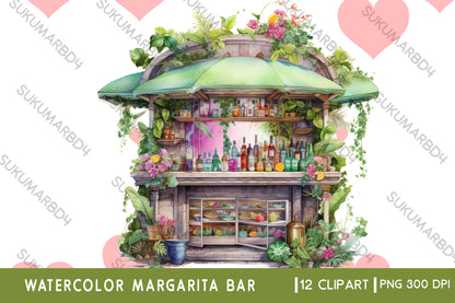 Watercolor Margarita Bar clipart