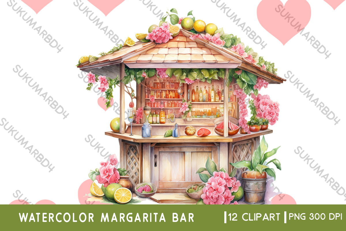 Watercolor Margarita Bar clipart