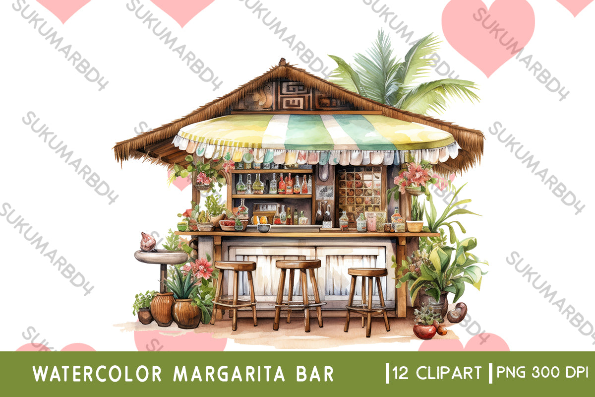 Watercolor Margarita Bar clipart