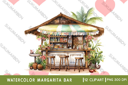 Watercolor Margarita Bar clipart