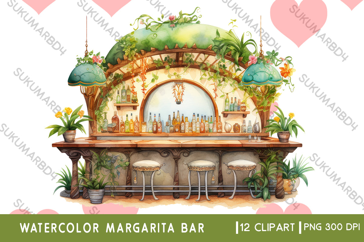 Watercolor Margarita Bar clipart