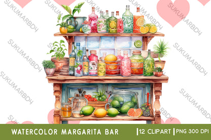 Watercolor Margarita Bar clipart