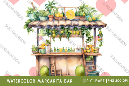 Watercolor Margarita Bar clipart