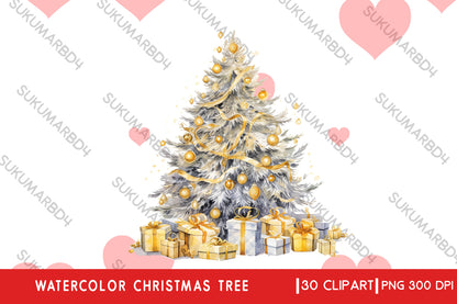 Watercolor Christmas tree clipart