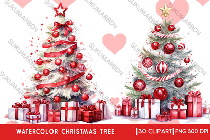 Watercolor Christmas tree clipart