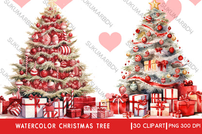 Watercolor Christmas tree clipart