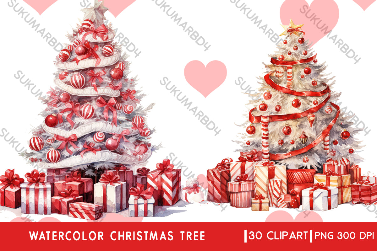 Watercolor Christmas tree clipart