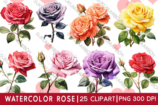 watercolor rose clipart