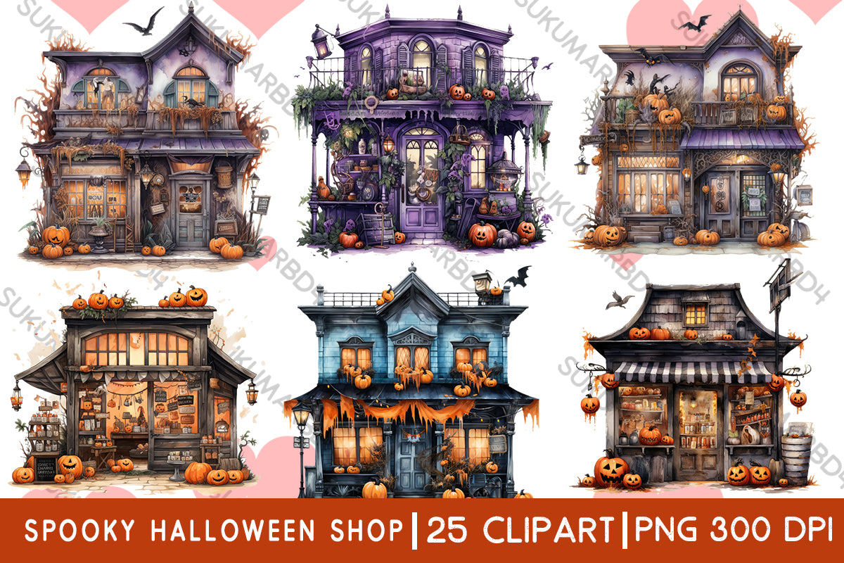 Watercolor spooky Halloween shop clipart