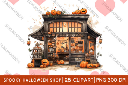 Watercolor spooky Halloween shop clipart