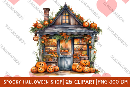 Watercolor spooky Halloween shop clipart