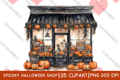 Watercolor spooky Halloween shop clipart