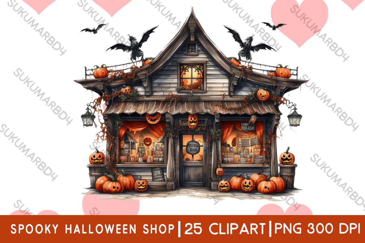 Watercolor spooky Halloween shop clipart