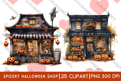 Watercolor spooky Halloween shop clipart