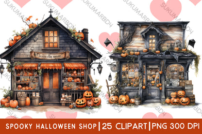 Watercolor spooky Halloween shop clipart