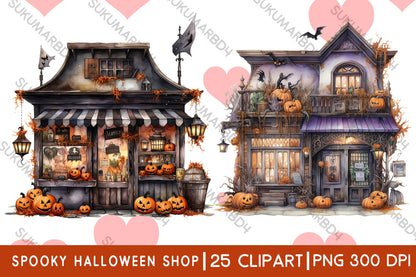 Watercolor spooky Halloween shop clipart