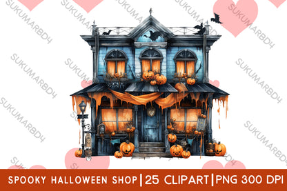 Watercolor spooky Halloween shop clipart