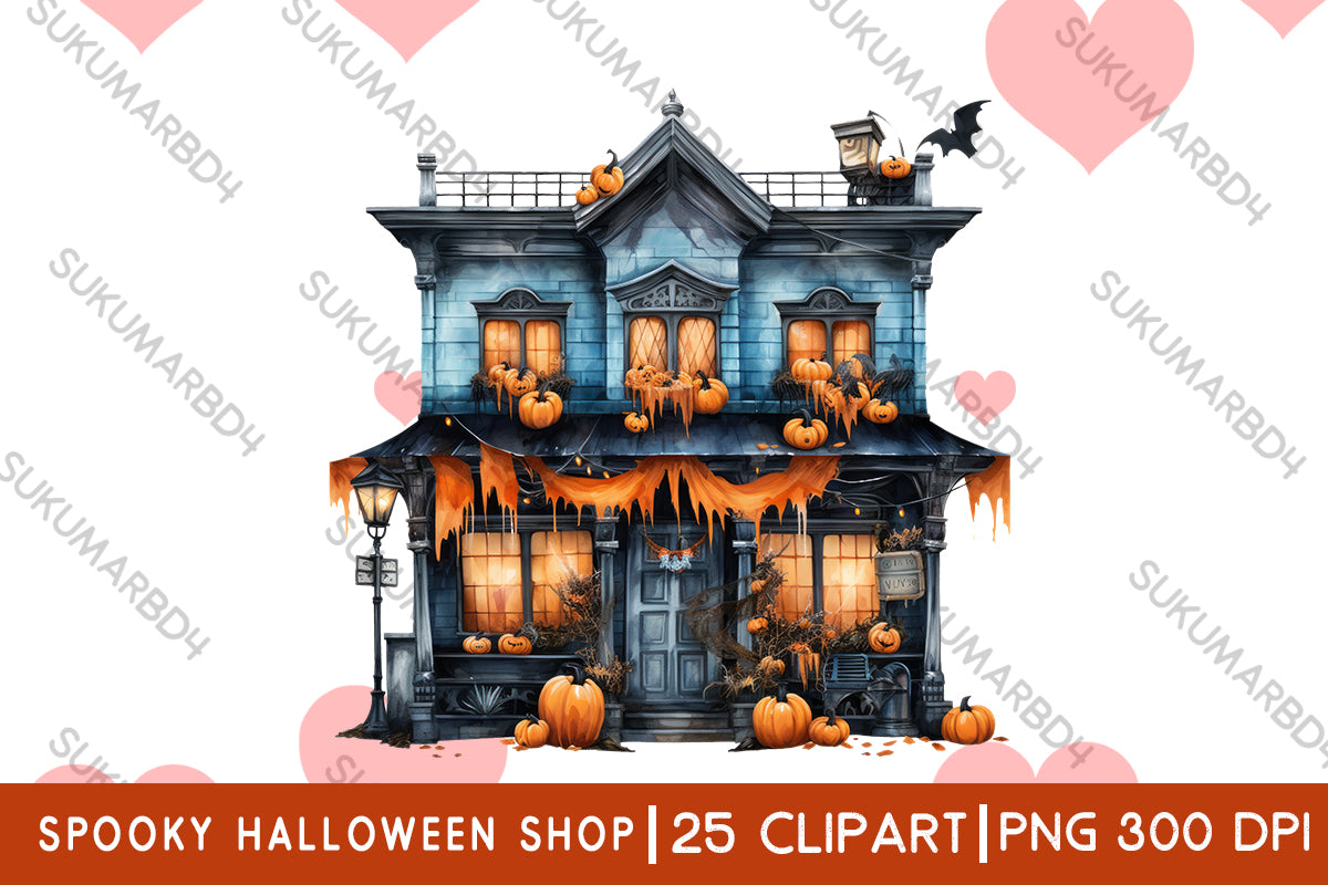 Watercolor spooky Halloween shop clipart