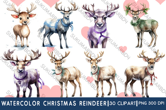 watercolor Christmas reindeer clipart