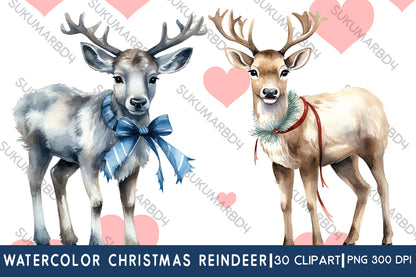 watercolor Christmas reindeer clipart