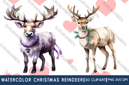 watercolor Christmas reindeer clipart