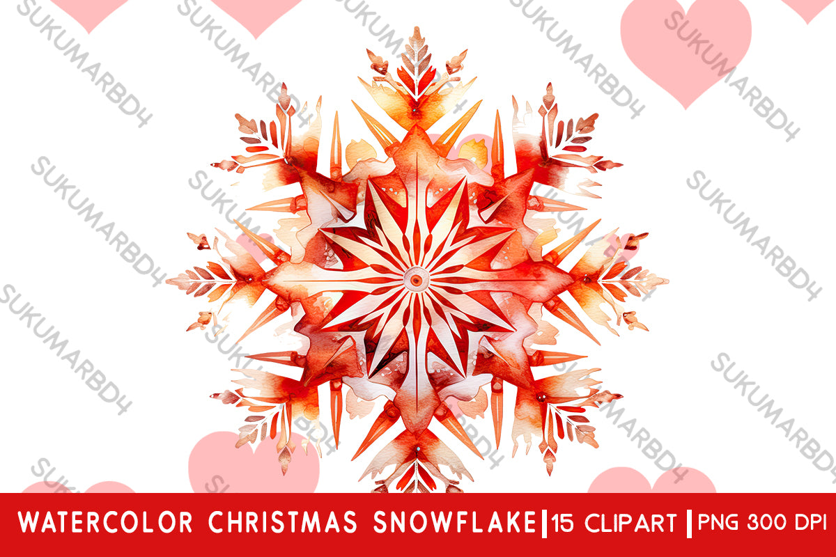 Watercolor Christmas snowflake clipart