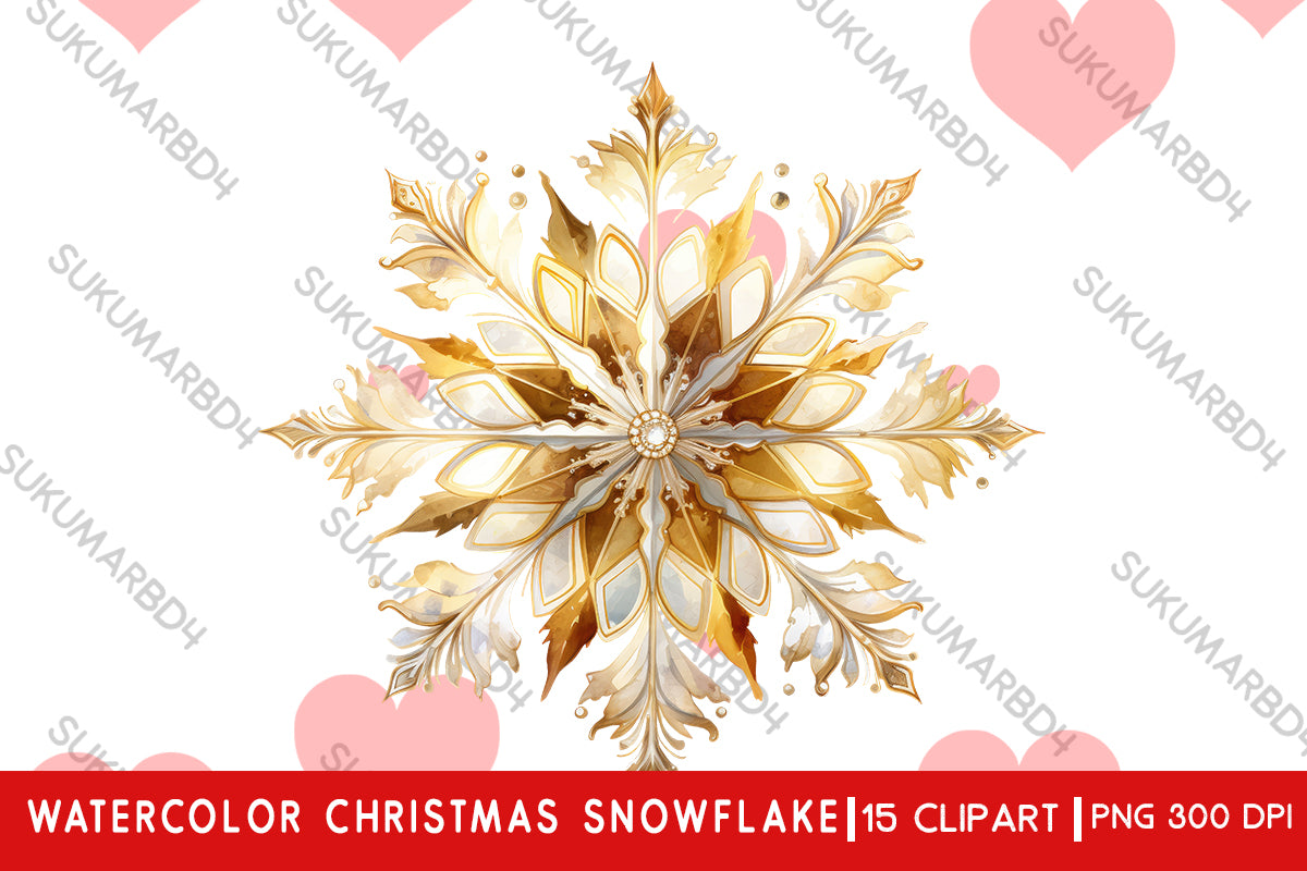 Watercolor Christmas snowflake clipart