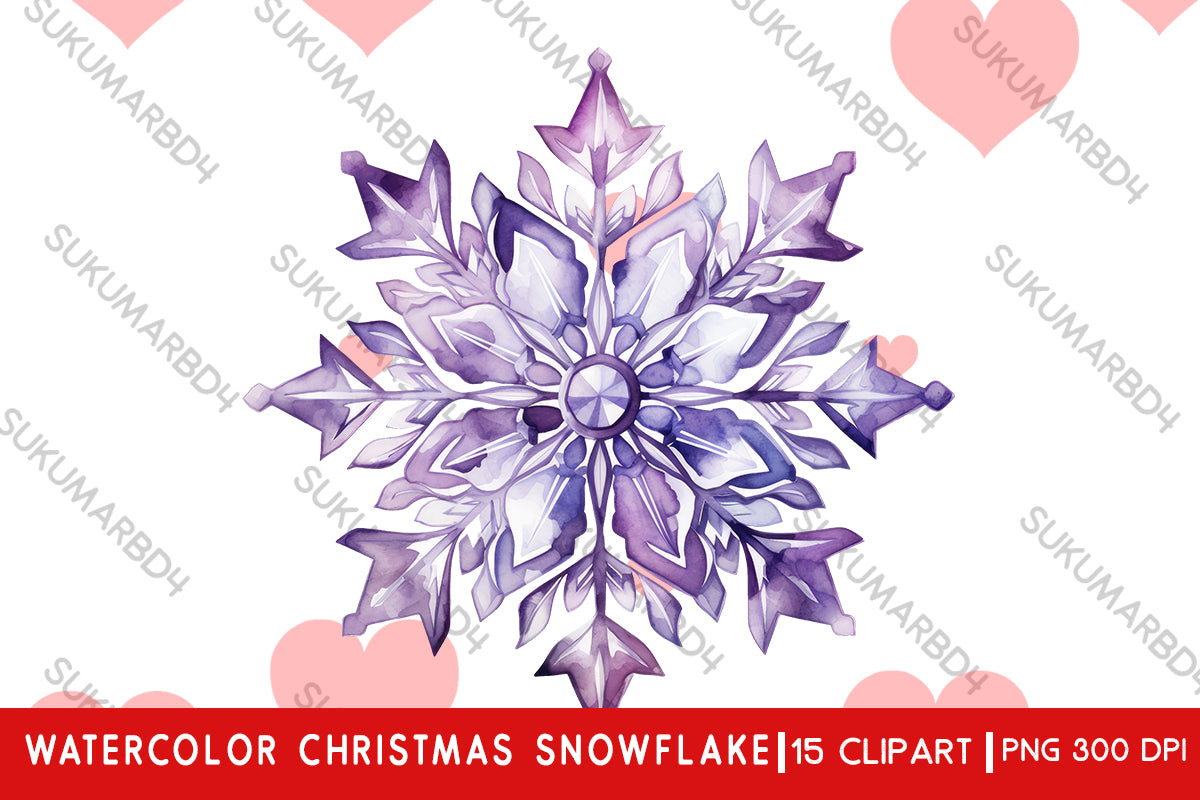 Watercolor Christmas snowflake clipart