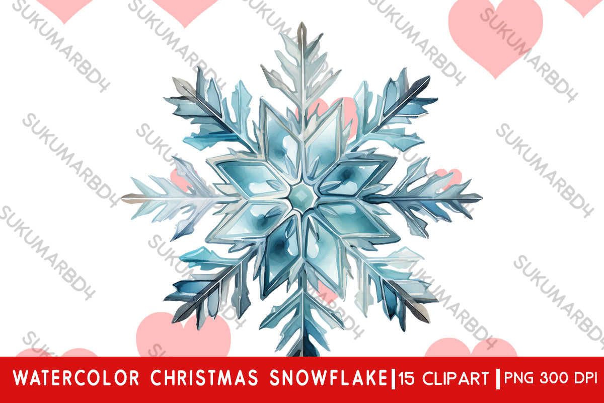 Watercolor Christmas snowflake clipart