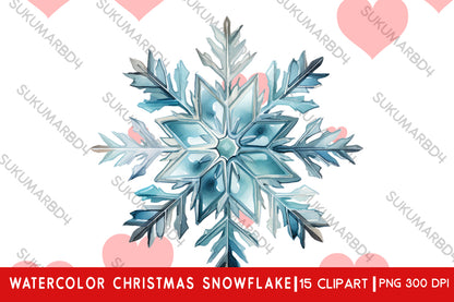 Watercolor Christmas snowflake clipart