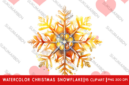 Watercolor Christmas snowflake clipart